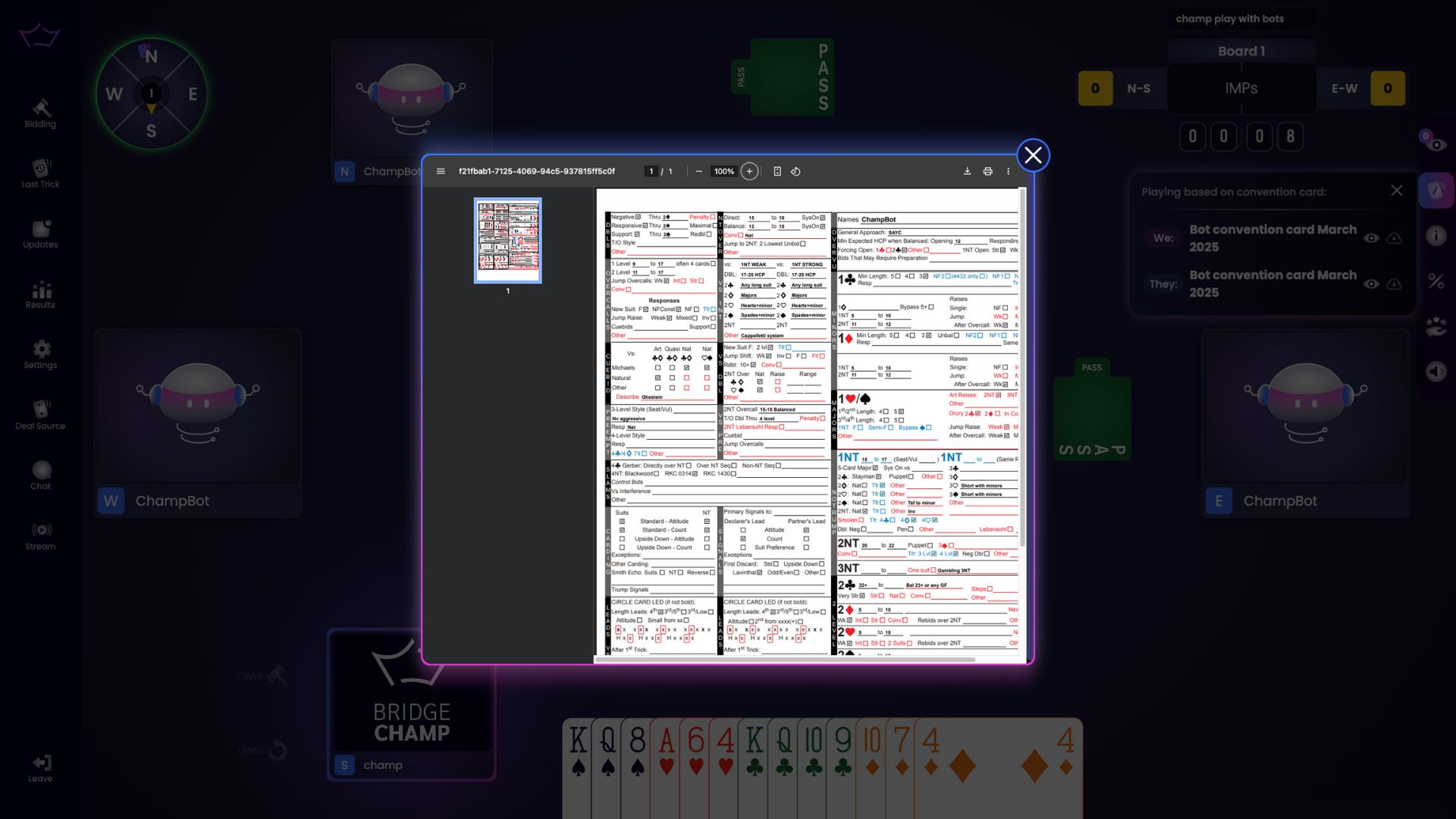 Example Convention Card