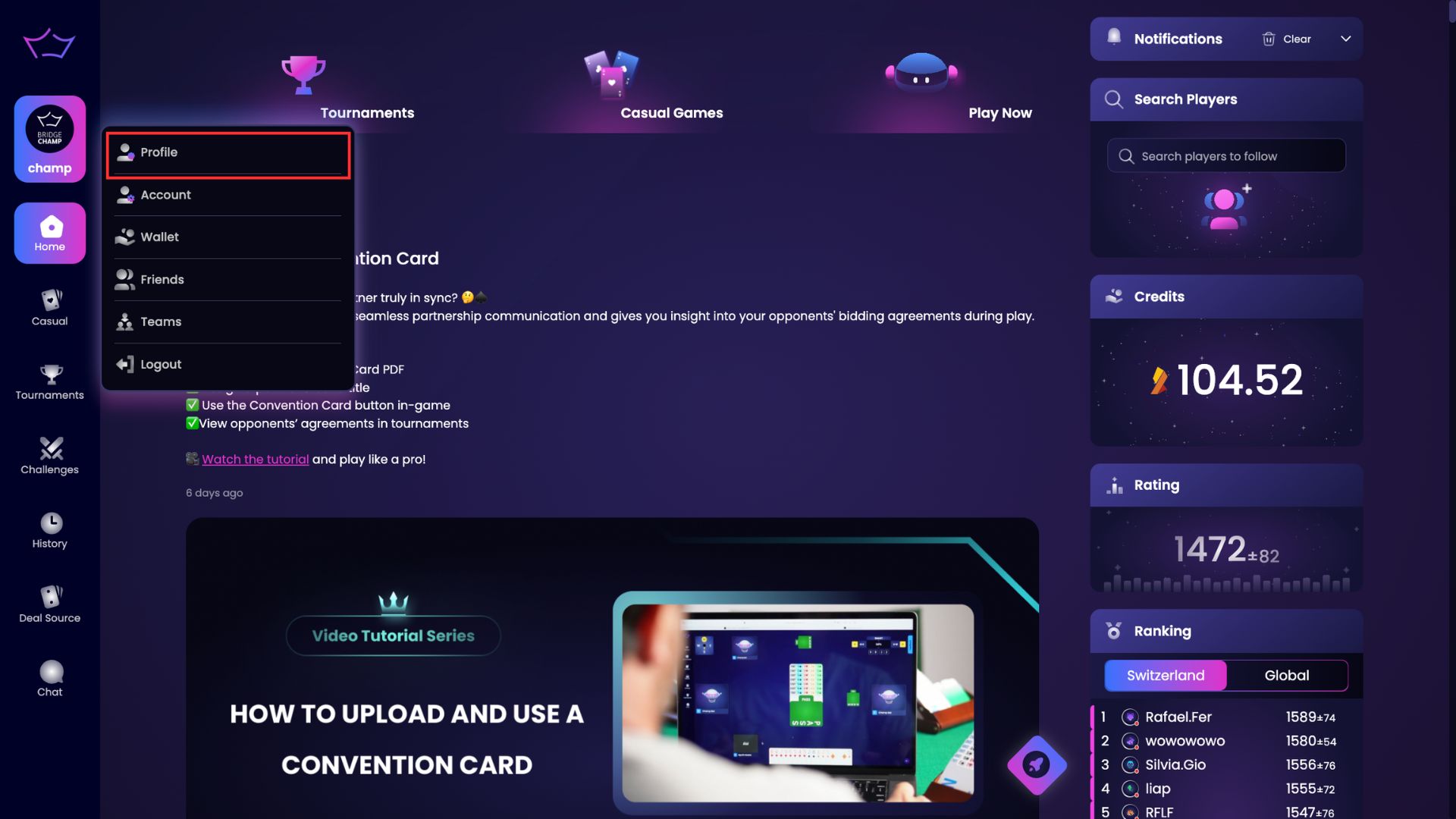 Access Profile Menu