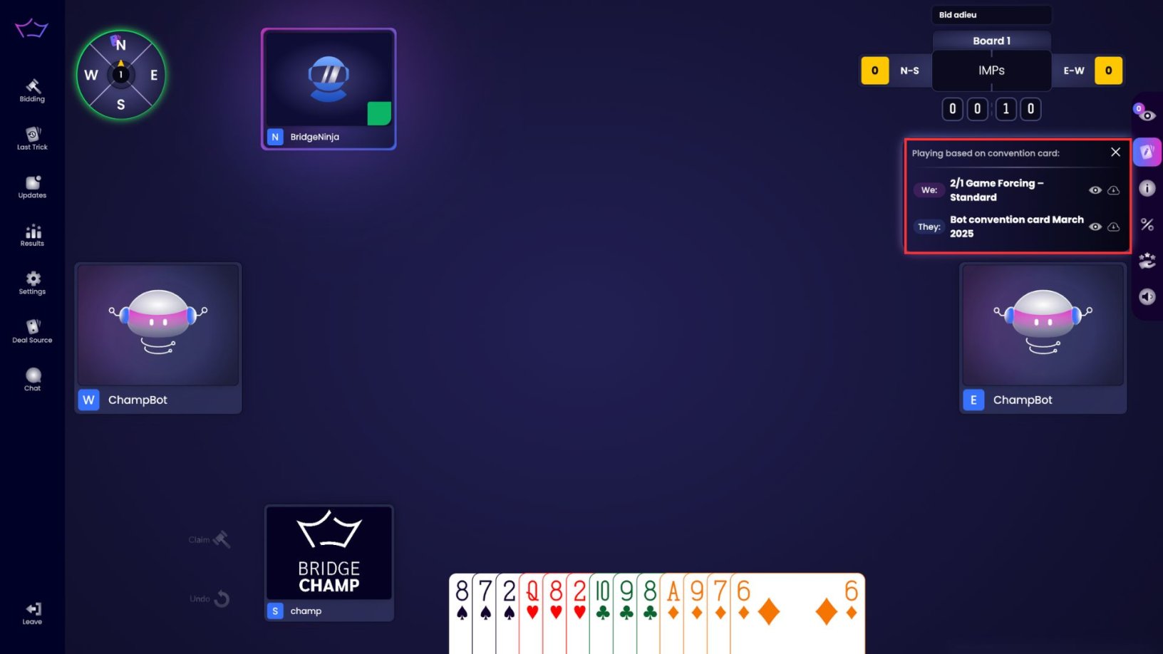 In-Game Convention Card Display