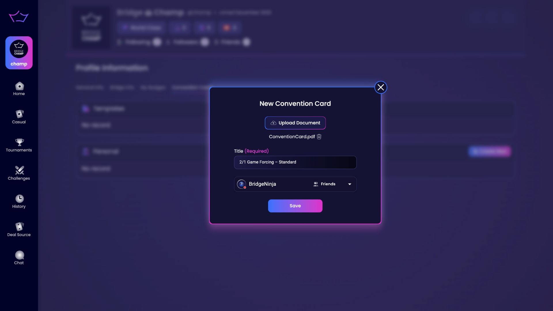 New Convention Card Dialog