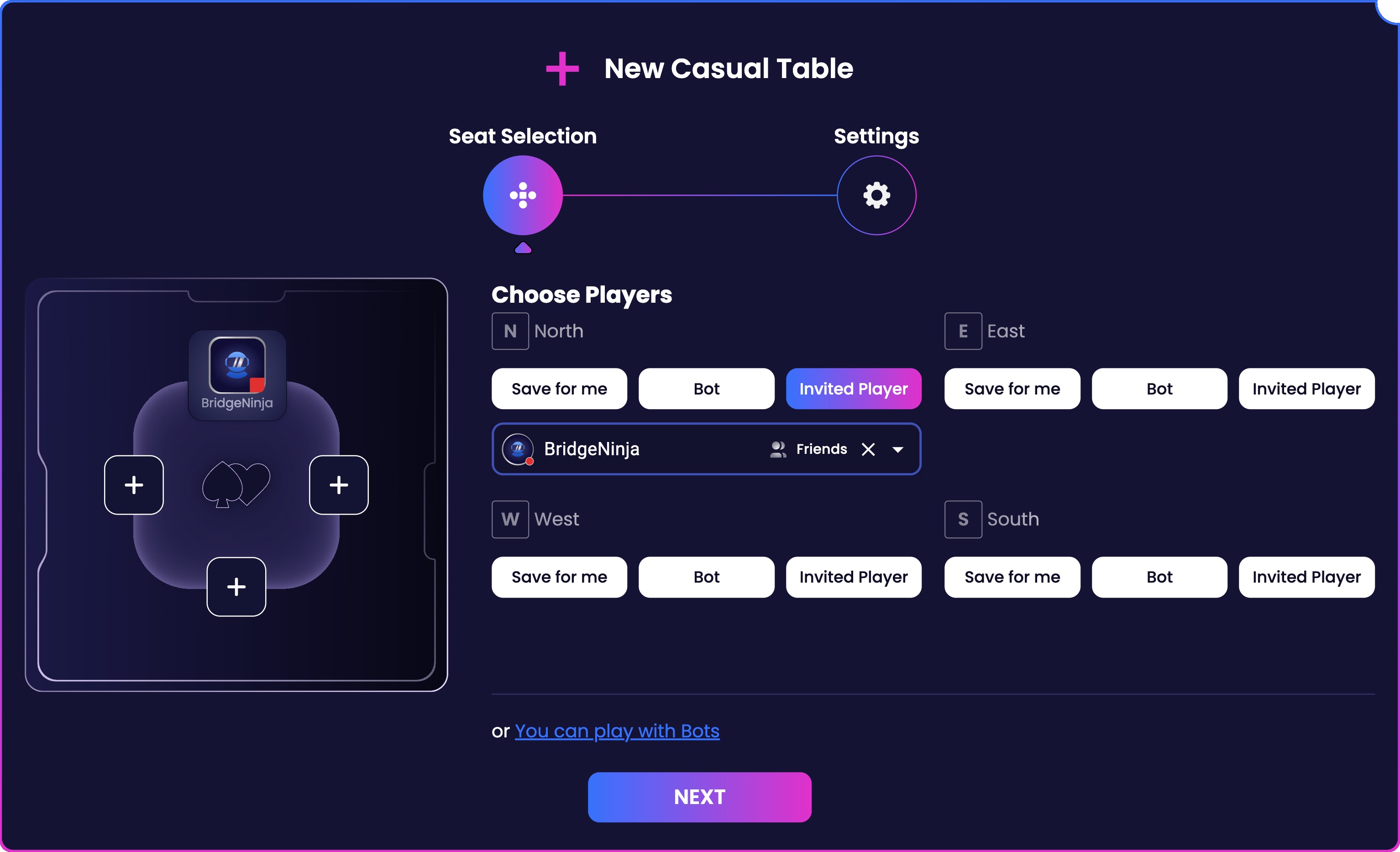 Example of invited player Bridge Ninja