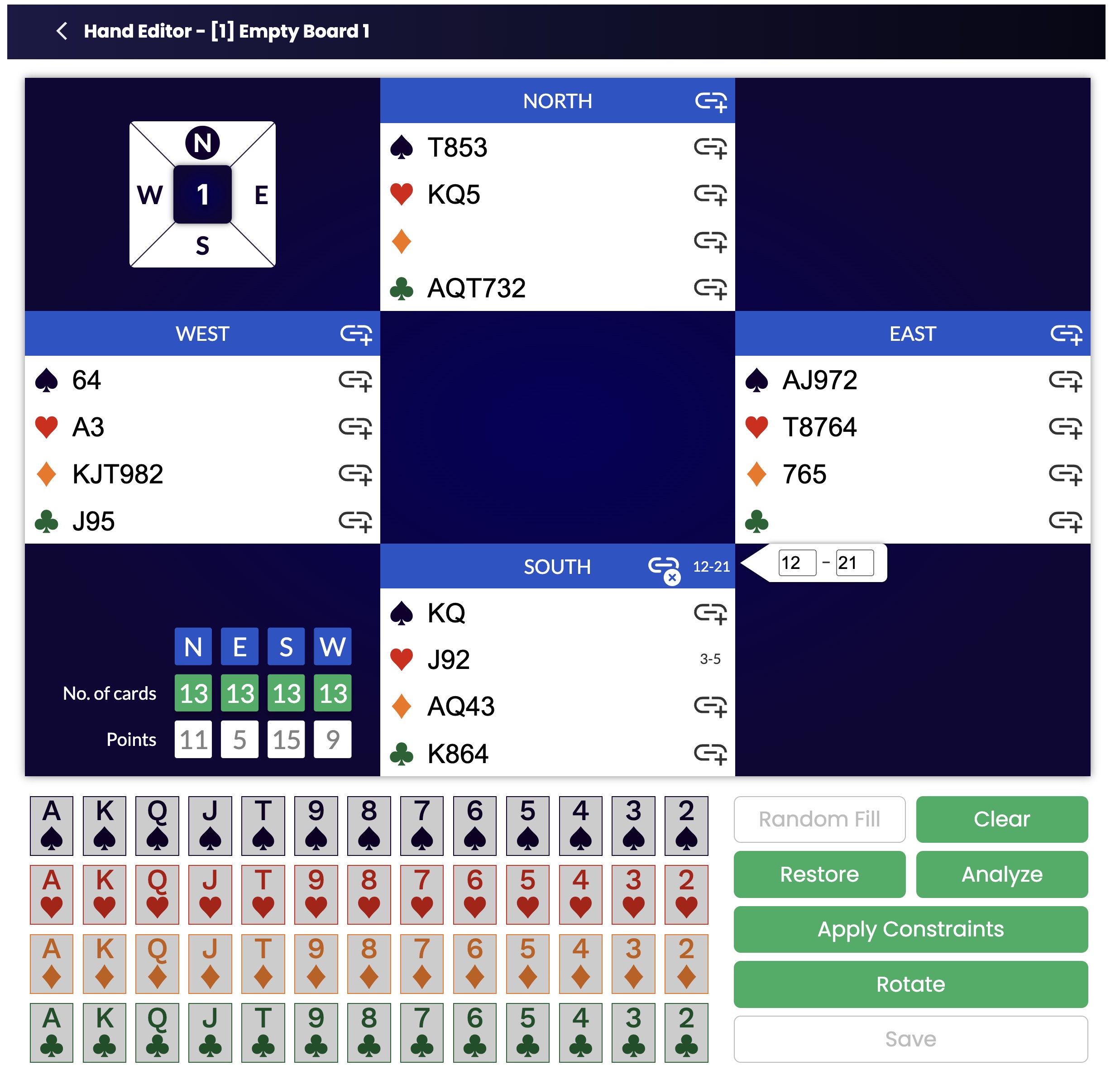Deal editor interface