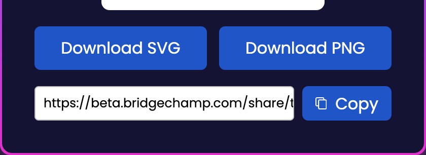 A close view of the Download SVG and Download PNG buttons and the link with its Copy button