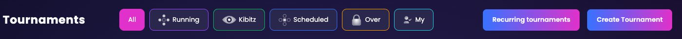 The top of the Tournaments page, showing the tabs and the Recurring tournaments button next to Create Tournament